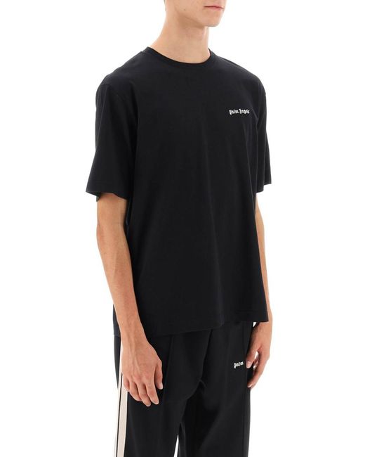 Palm Angels Black Brand-embroidered Short-sleeved Cotton-jersey T-shirt for men