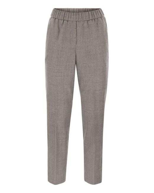 Peserico Gray Virgin Wool Trousers With Lurex