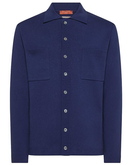 Daniele Fiesoli Blue Cotton Cardigan With Front Pockets for men