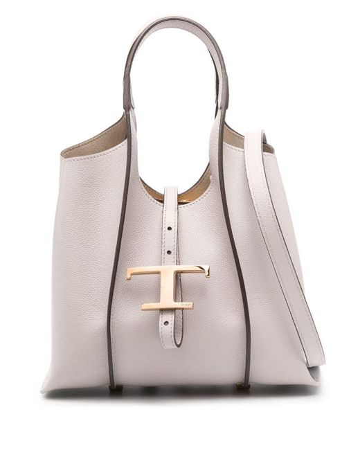 Tod's Natural T Timeless Mini Leather Tote Bag