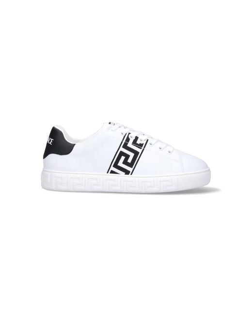 Versace White Greek Embroidery Sneakers for men