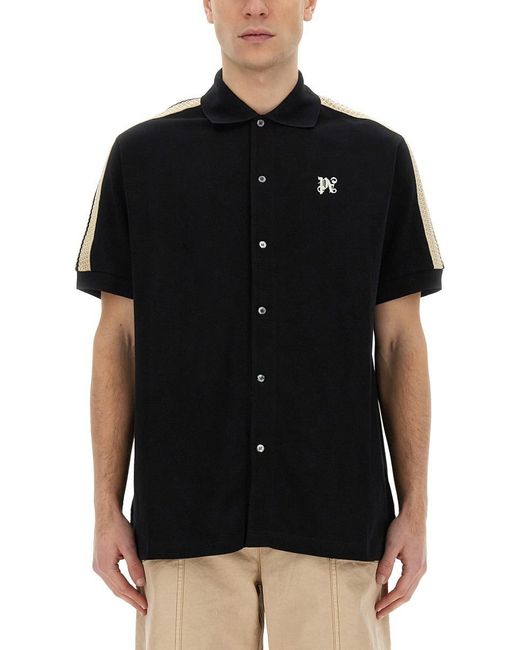 Palm Angels Black Monogram Shirt for men