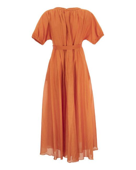 Max Mara Orange 'Fresia' Cotton Voile Maxi Dress