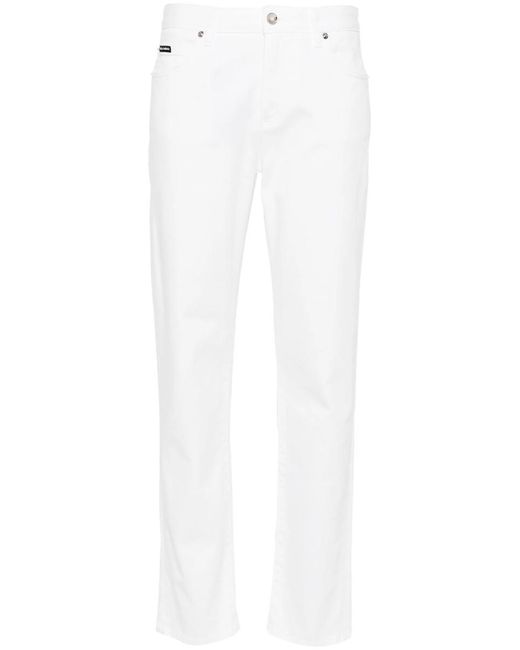 Dolce & Gabbana White Mid-Rise Tapered Jeans
