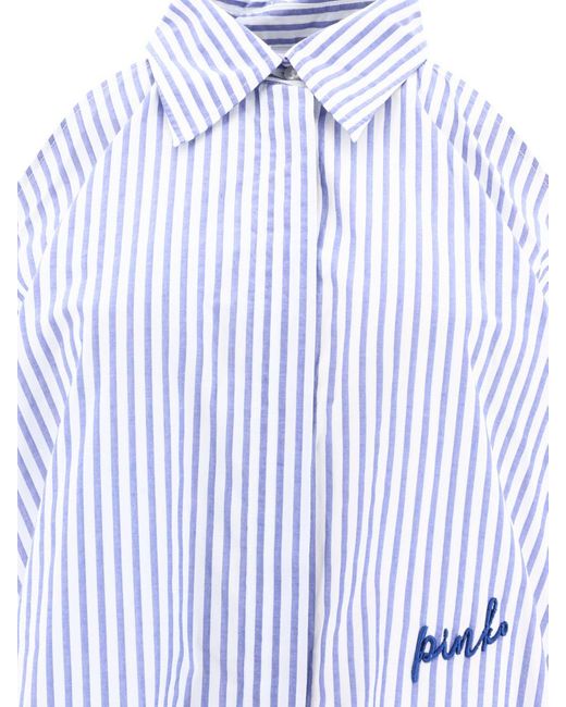 Pinko Blue Striped Shirt With Shoulder Openings