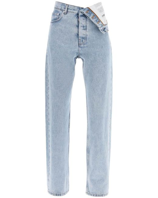 Y. Project Blue Y Project Asymmetric Waist Jeans With Seven