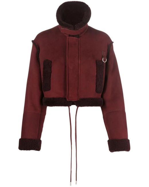 Off-White c/o Virgil Abloh Red Cropped Shearling Jacket