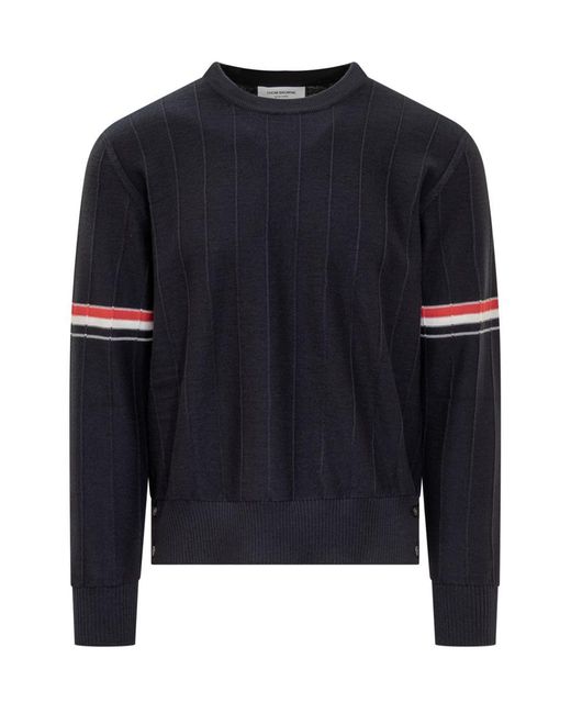 Thom Browne Blue 4-bar Striped Pattern Pullover for men