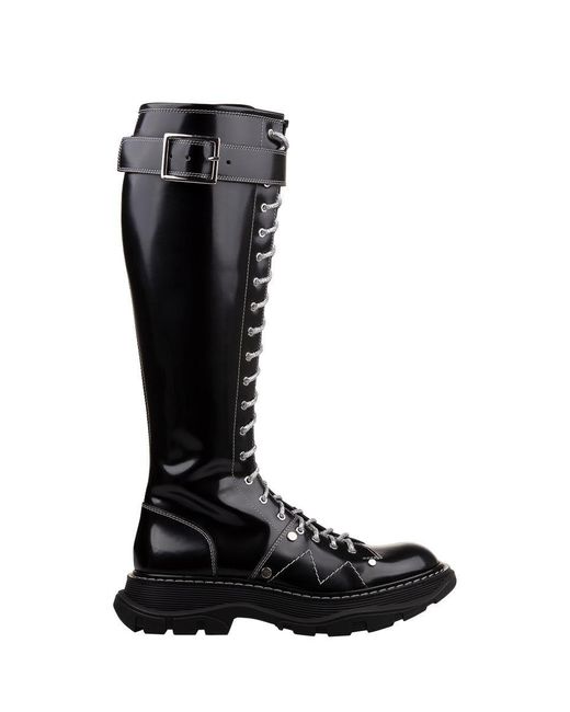 Alexander McQueen Tread Slick Boot In Patent Leather in Black | Lyst