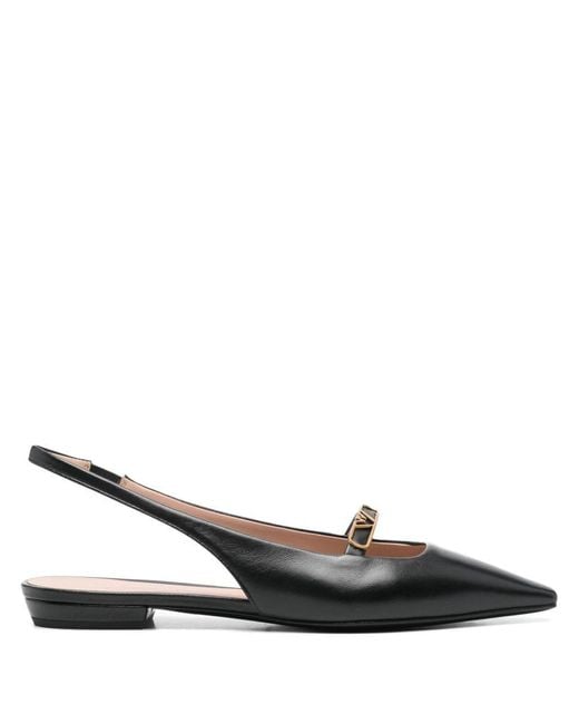 Emporio Armani Black Leather Slingback Ballets