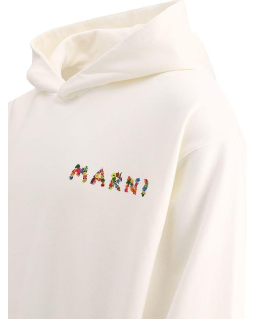 Marni White "Collage Bouquet" Hoodie for men