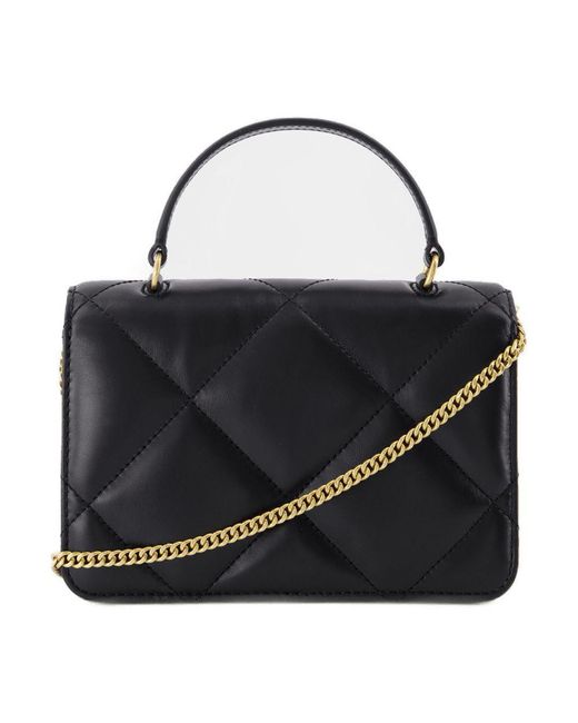 Tory Burch Black Kira Diamond Mini Wallet On Chain