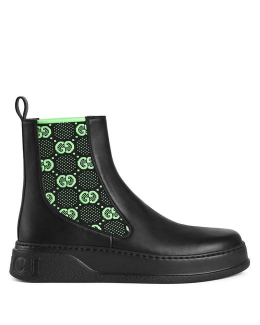 Gucci Gg Motif Leather Ankle Boots in Black for Men | Lyst