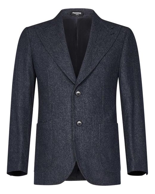 Franzese Collection Blue Franzese Napoli Stefano De Martino Model Blazer for men