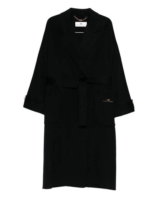 Elisabetta Franchi Black Wrap Coat