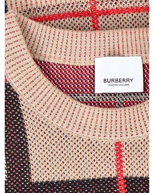 Burberry White Tartan Pattern Sweater for men