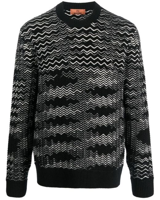 Missoni Black Chevron Wool Blend Sweater for men
