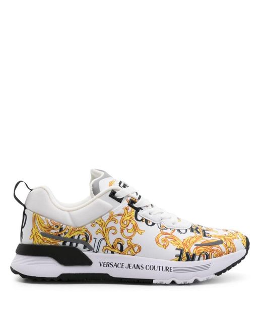 Versace White Baroque-pattern Low-top Sneakers for men