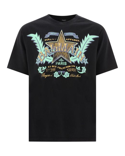 Balmain Black Graphic Western T-shirt for men