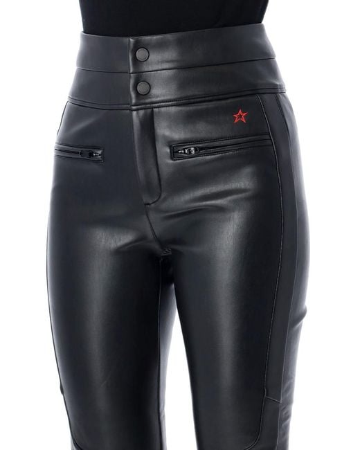 Perfect Moment Black Faux Leather Flared Ski Pants