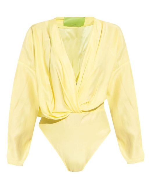 GAUGE81 Yellow Nabi Long Sleeve Silk Bodysuit