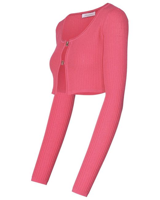 Blumarine Pink Fuchsia Viscose Blend Cropped Sweater