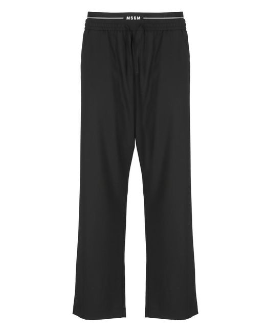 MSGM Black Wool Pants for men