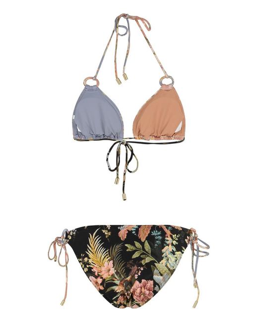 Zimmermann White Tallow Spliced ​Ring Printed Bikini
