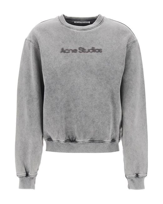 Acne Gray "Round Neck Sweatshirt With Blurred