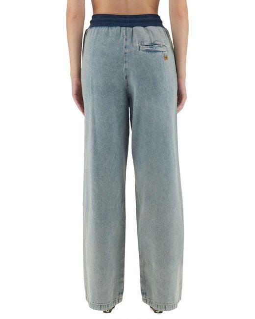 Moschino Blue Wide-Leg Denim Jeans With Drawstring Waistband