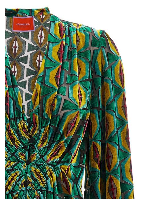 LaDoubleJ Green Camerino Printed Devoré-velvet Maxi Dress