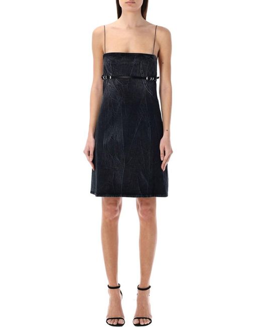 Givenchy Black Voyou Straps Denim Mini Dress
