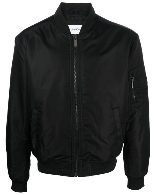 Calvin Klein Black Long-sleeve Zip-up Bomber Jacket for men