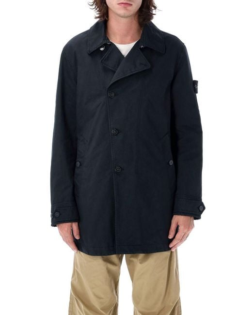 Stone Island Blue David-Tc Trench Coat for men