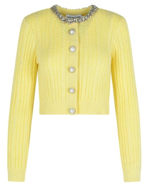 Self-Portrait Yellow Alpaca Blend Cardigan