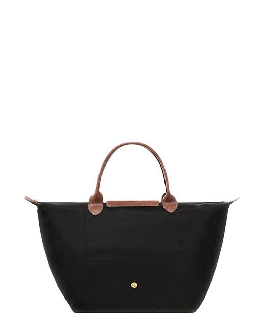 Longchamp Black 'M Le Pliage Original' Shoulder Bag With Embossed Logo