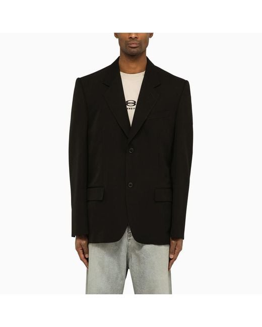 Balenciaga Black Wool Single Breasted Jacket for men