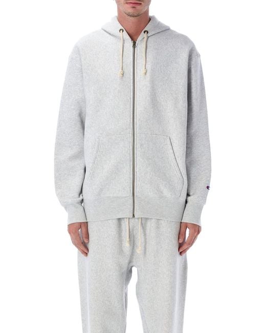Champion Gray Oversized Zip Hoodie for men