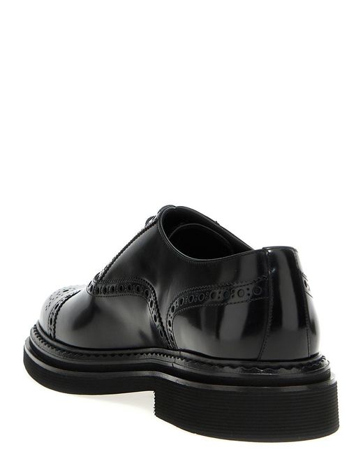 Dolce & Gabbana Black Brogue Lace Up Shoes for men