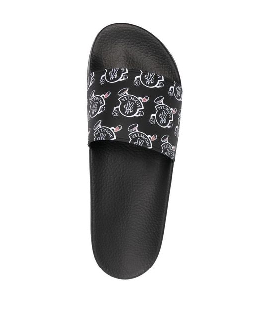 Moncler White Logoed Basile Slippers for men