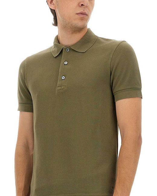 Tom Ford Green Classic Pique Polo With Tailored Fit for men