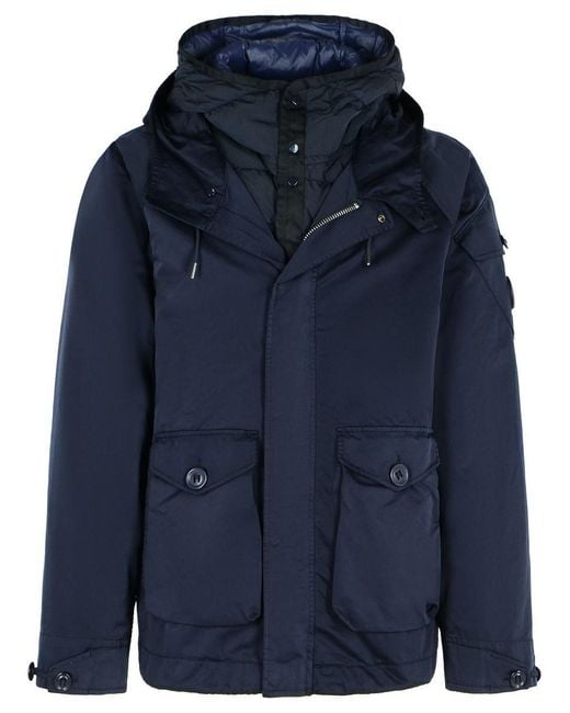 Company Men's Blue Polyester Blend Hooded Jacket