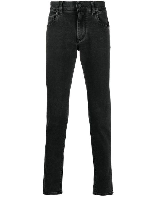 Dolce & Gabbana Black Logo Embossed Slim-fit Jeans for men