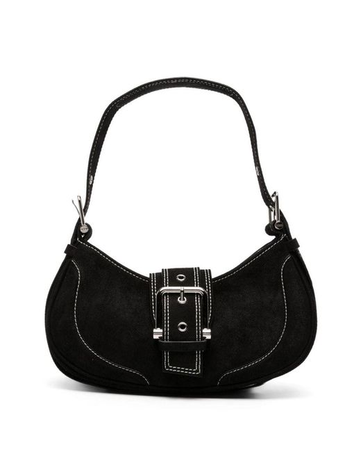 OSOI Black Calf Leather Hobo Brocle Shoulder Bag