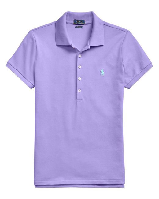 Polo Ralph Lauren Purple Embroidered Cotton Polo Shirt