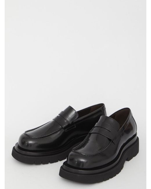 Bottega Veneta Black Lug Flat Loafers