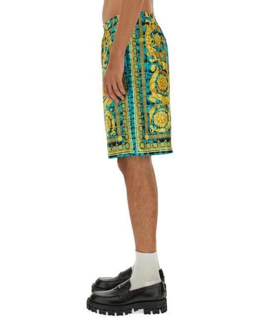 Versace Green Twill Bermuda Shorts for men