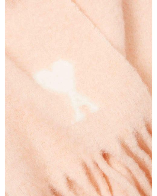 AMI Pink Wool Scarf for men