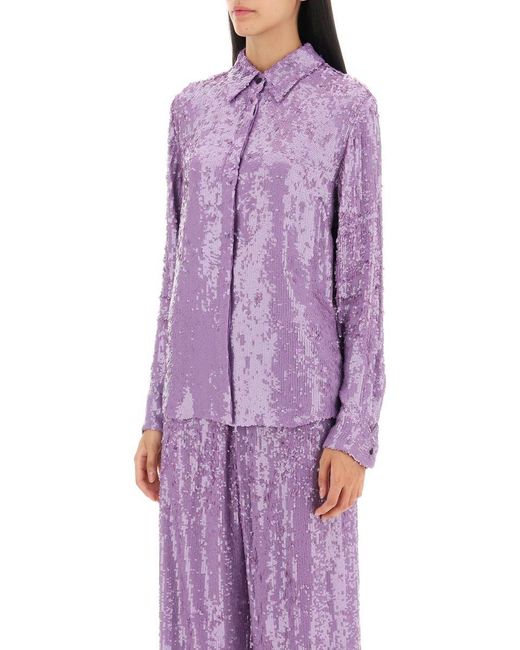 Dries Van Noten Purple Chowy Sequined Shirt