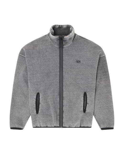 DIESEL Gray Zip-Up Sweatshirt With Inner Lining for men